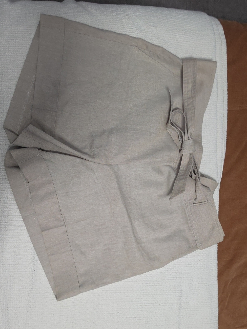 Ann Taylor Taupe Tie-Waist Bermuda Shorts